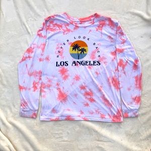 L• Juniors Long Sleeve Pink Los Angeles Graphic T